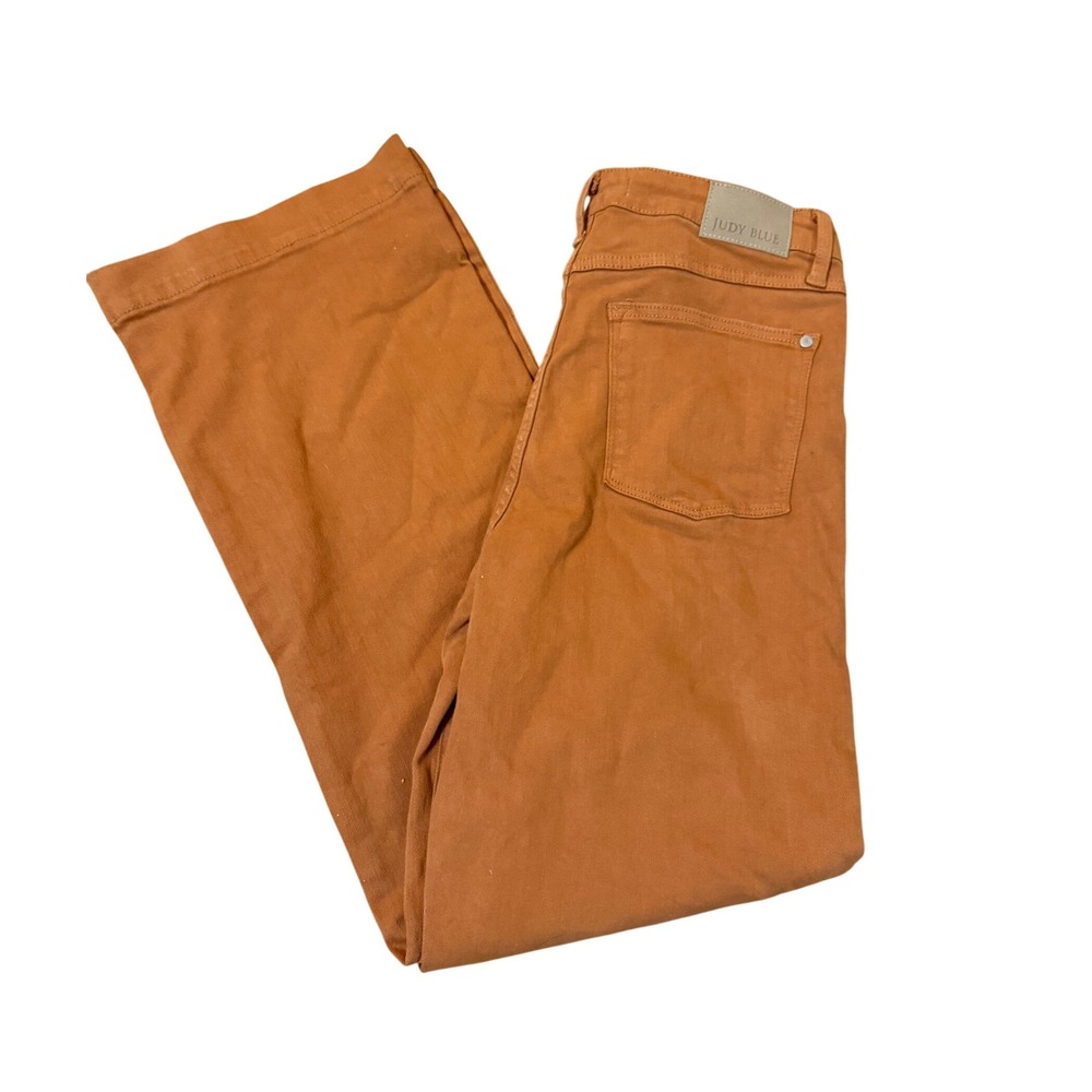 Judy‎ Blue Rust Orange Garment Dyed Wide Leg High Rise Jeans Sz 11/30